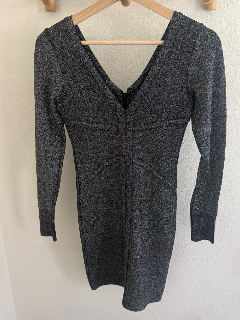 Bebe Y2K glam sprakle black metallic silver stretch body con bandage size XS